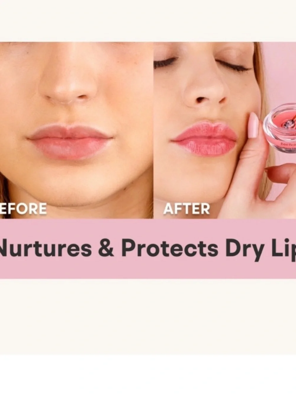 Bee Balm Strawberry Lip Balm Pink Honey Vitamin E Moisturizing Treatment